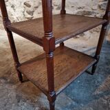 Vintage 1920s side table – Three-tiered shelf in French oak with turned legs.