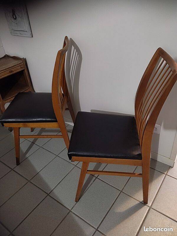 Designer chairs wood and imitation leather