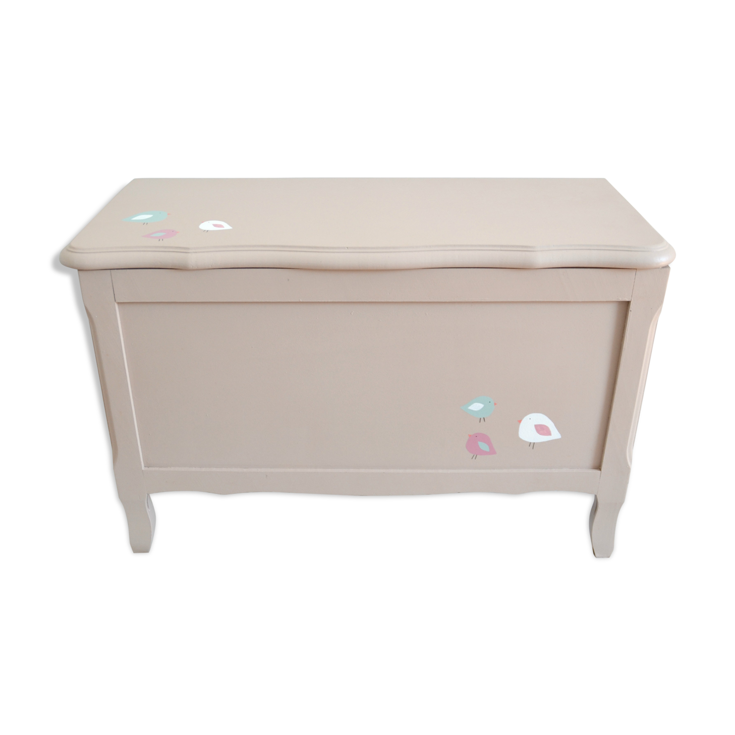 Coffre à jouets en bois beige rosé