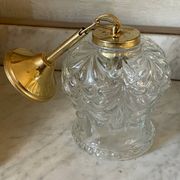 Suspension en verre moulé et métal doré vintage