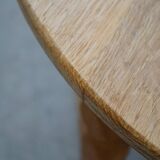 Round modern Danish brutalist coffee table/sofa in solid oak, 1960s.