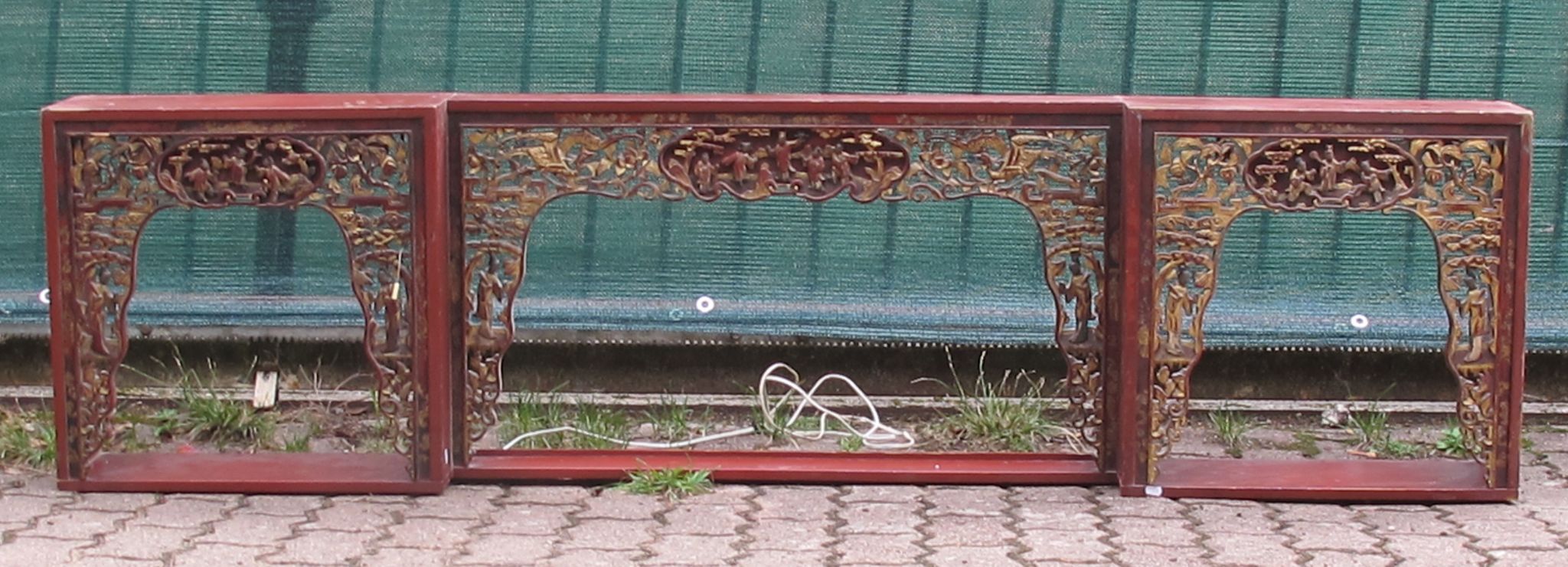 Ancienne tête de lit chinois en bois sculpté
