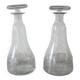 2 Antique Engraved Glass Wine Decanters with Grape Decor