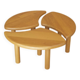 Tables basses pétales modulables en chêne massif vintage circa 1980