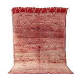 Tapis Boujaad vintage 260×165 cm – Tapis berbère marocain rose avec motif tribal en losanges estompés, GO-1007