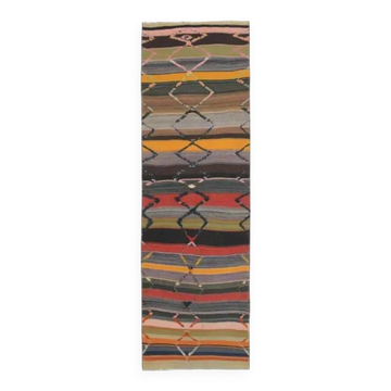 Tapis coureur vintage turc Oushak fait main coloré des années 1970 84x275