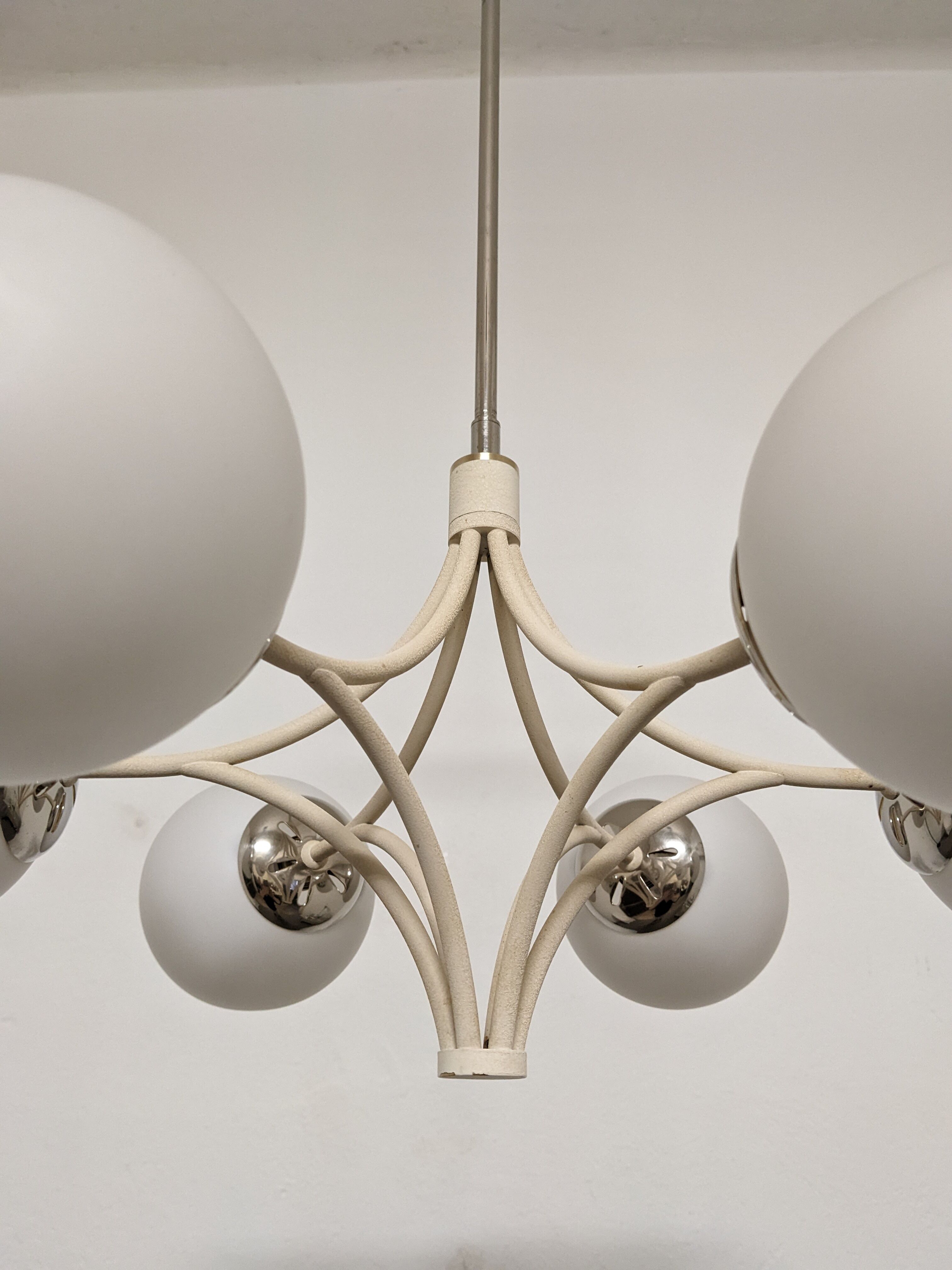 Space age chandelier with 6 lights of the 50s/60s