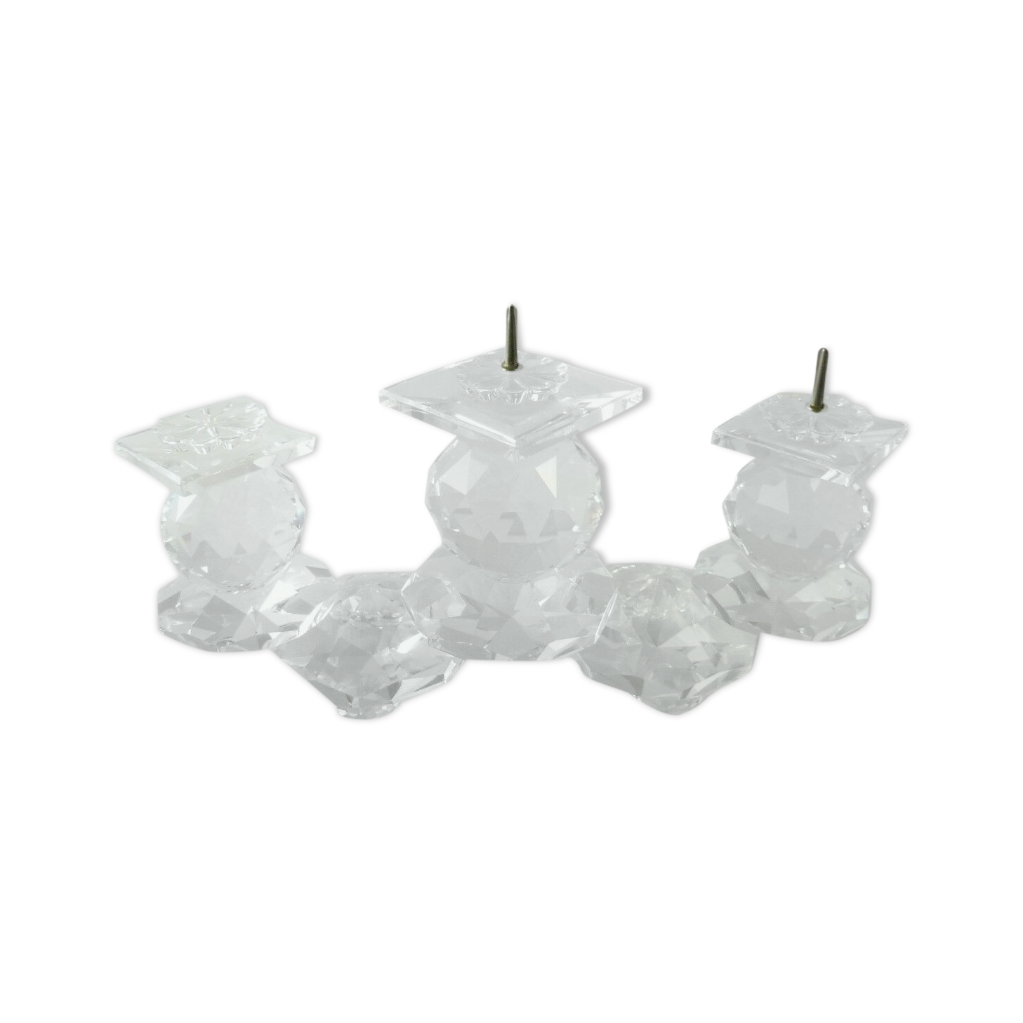 Candle holders with 3 candles, made of Swarovski crystal