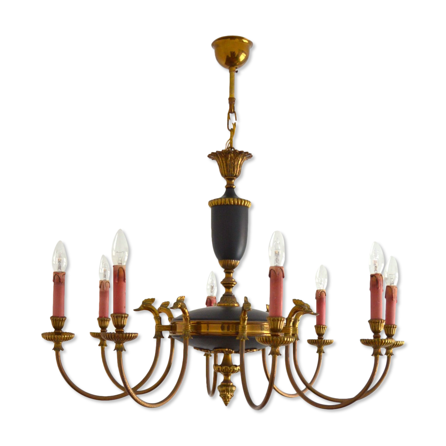 Empire chandelier 8 branches gilded bronze