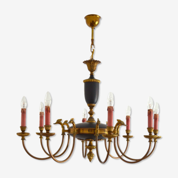 Empire chandelier 8 branches gilded bronze