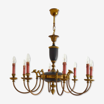 Lustre Empire 8  branches bronze doré