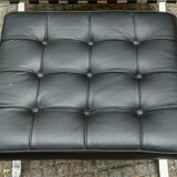 Barcelona armchair with ottoman design Mies Van der Rohe edition Walter Knoll 1980s, Set of 2