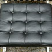Barcelona armchair with ottoman design Mies Van der Rohe edition Walter Knoll 1980s, Set of 2