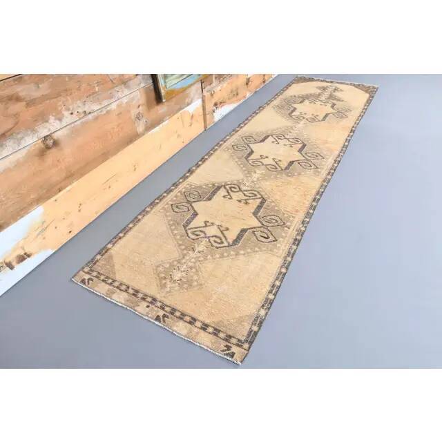 1970s Turkish Handmade Wool Runner Rug 81x297