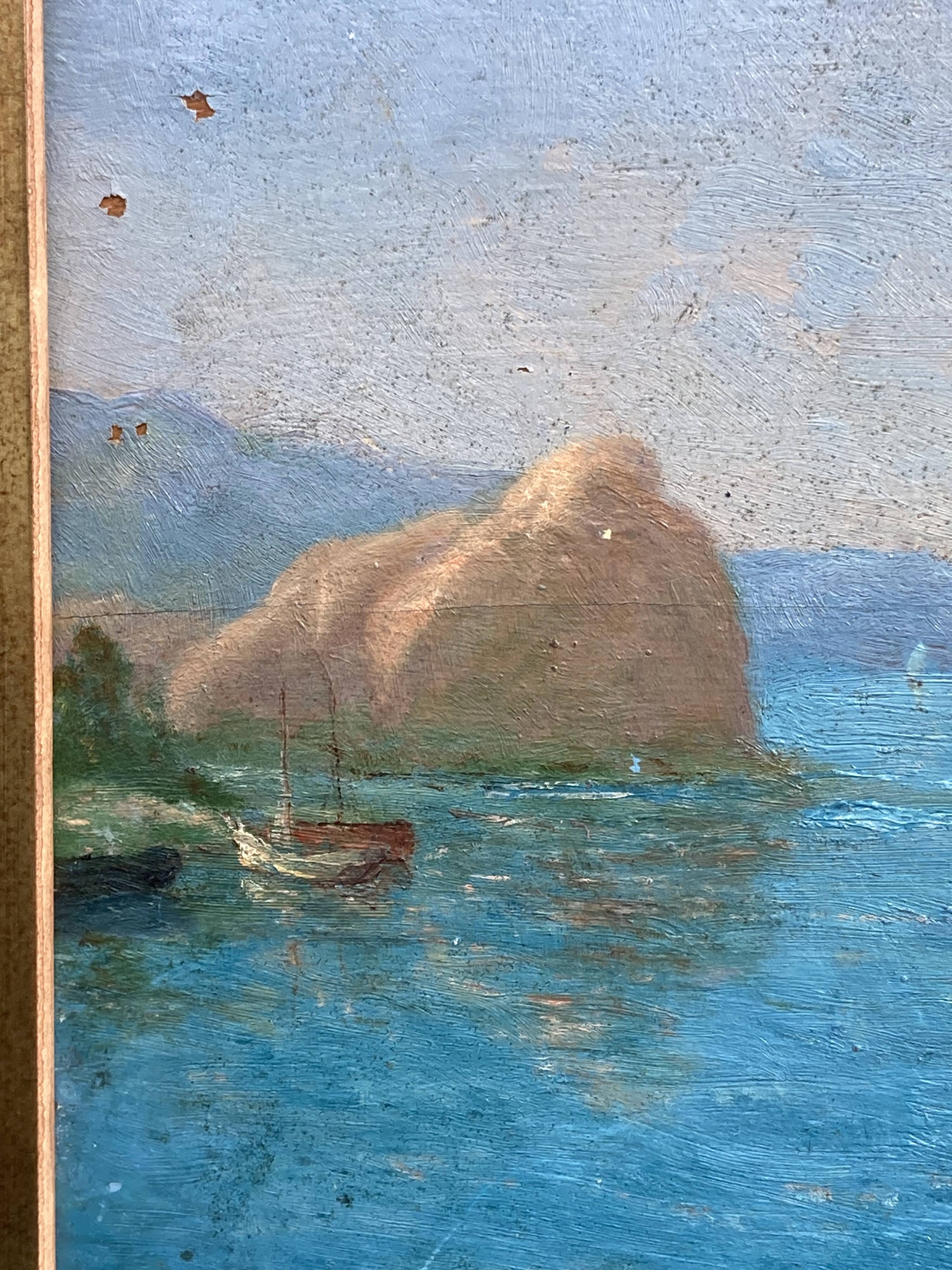 French School of the 20th century, Mediterranean seaside, oil on panel