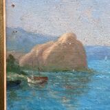 French School of the 20th century, Mediterranean seaside, oil on panel