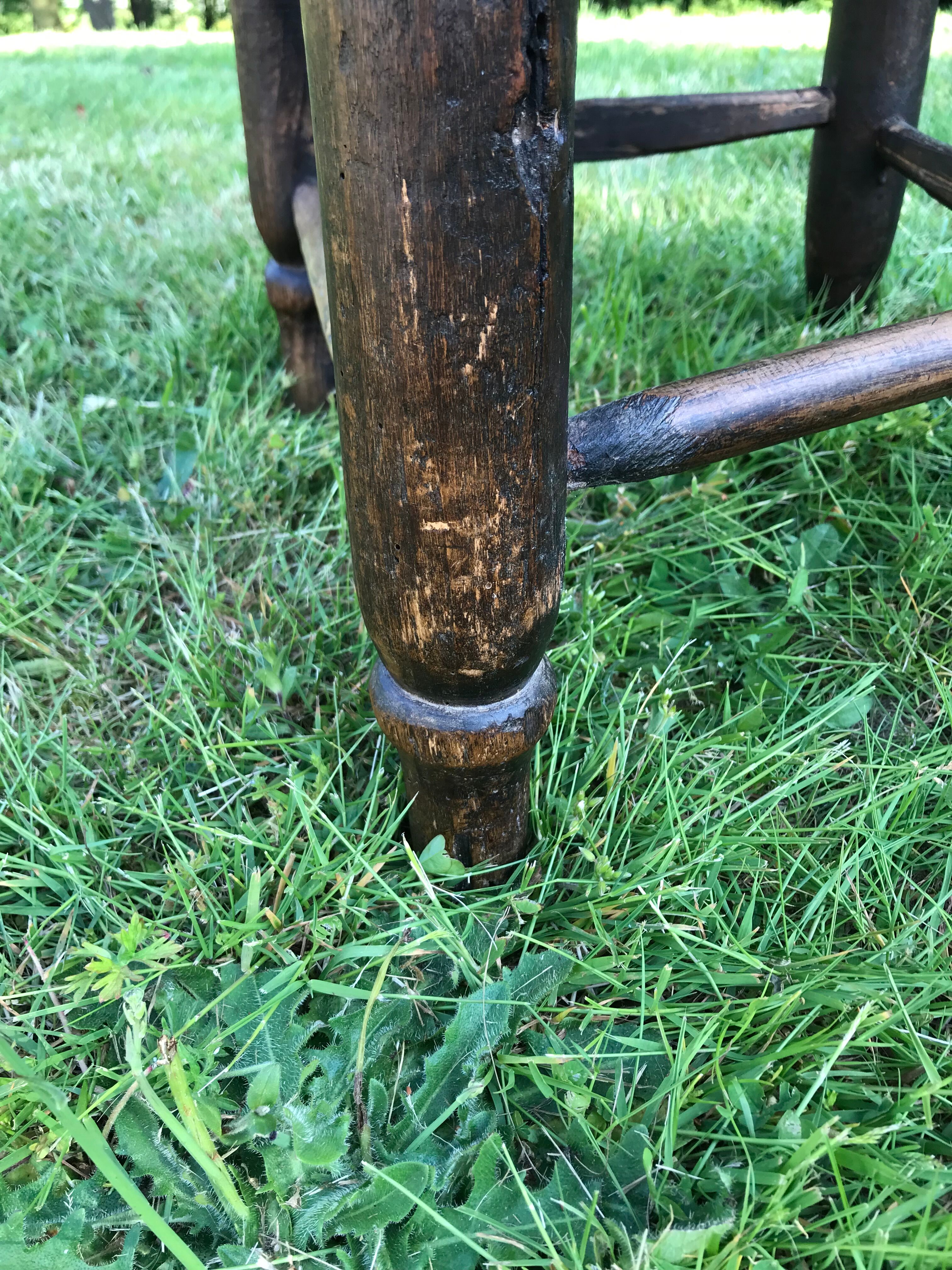 Pair of oak and straw chairs, 19th century period.