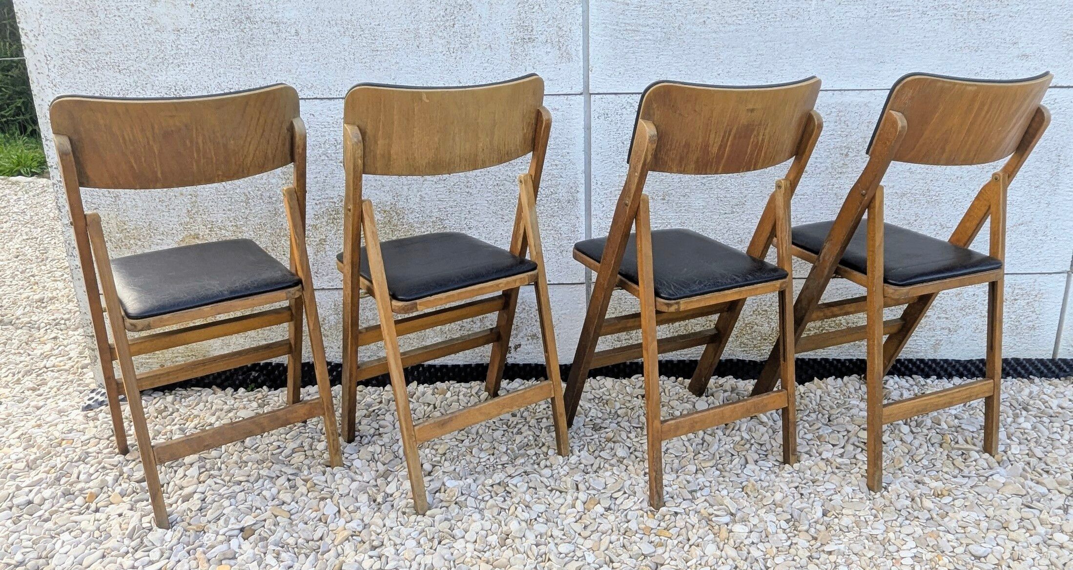 Lot of 4 Mid Century Folding Chairs 60s 70s vintage