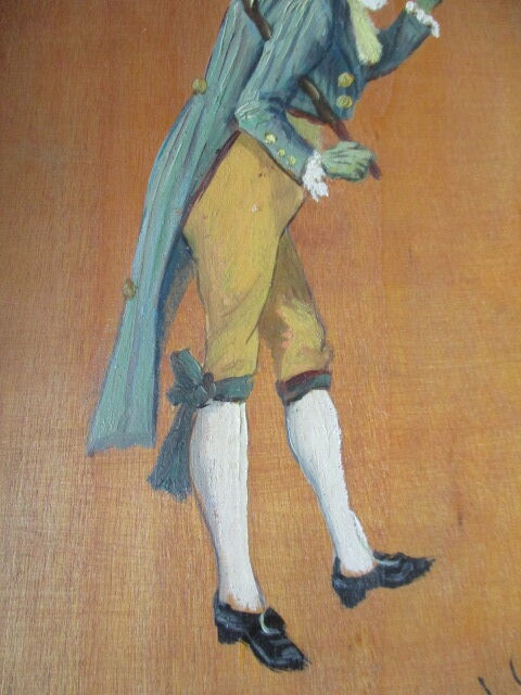 2 antique paintings from the 1700s in golden frame painter De'loste