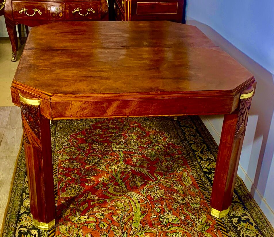 Art deco table 1920 in walnut with extensions, 8 people
