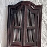 Dark brown wooden mirror with two baguettes H55 L40