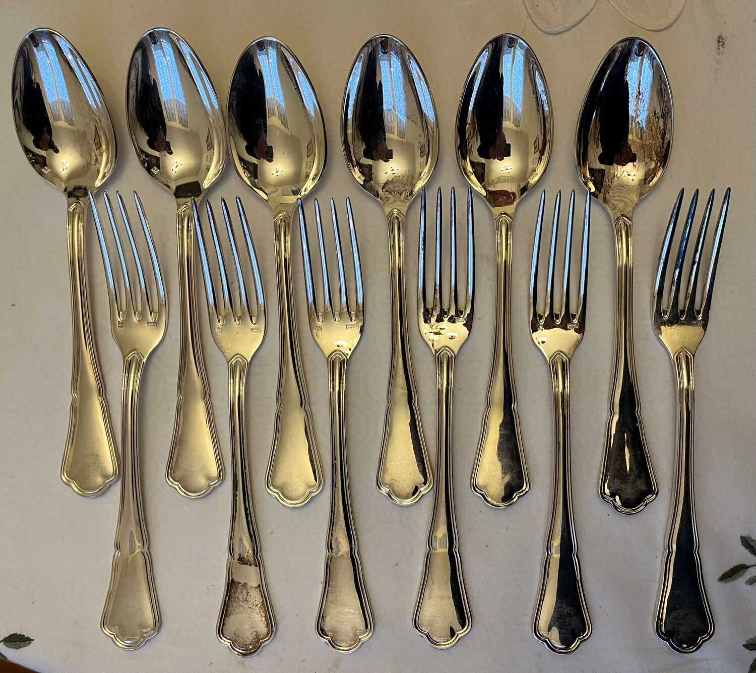 12 silver-plated cutlery sets by Ercuis