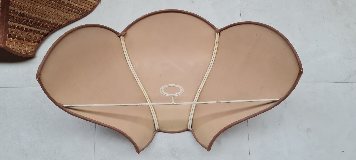 Pair of rattan lotus wall lights