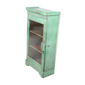 Etagère vitrine murale vitrée en teck birman ancien