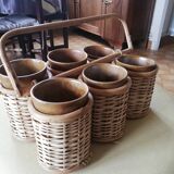 Set of 6 cups and their basket