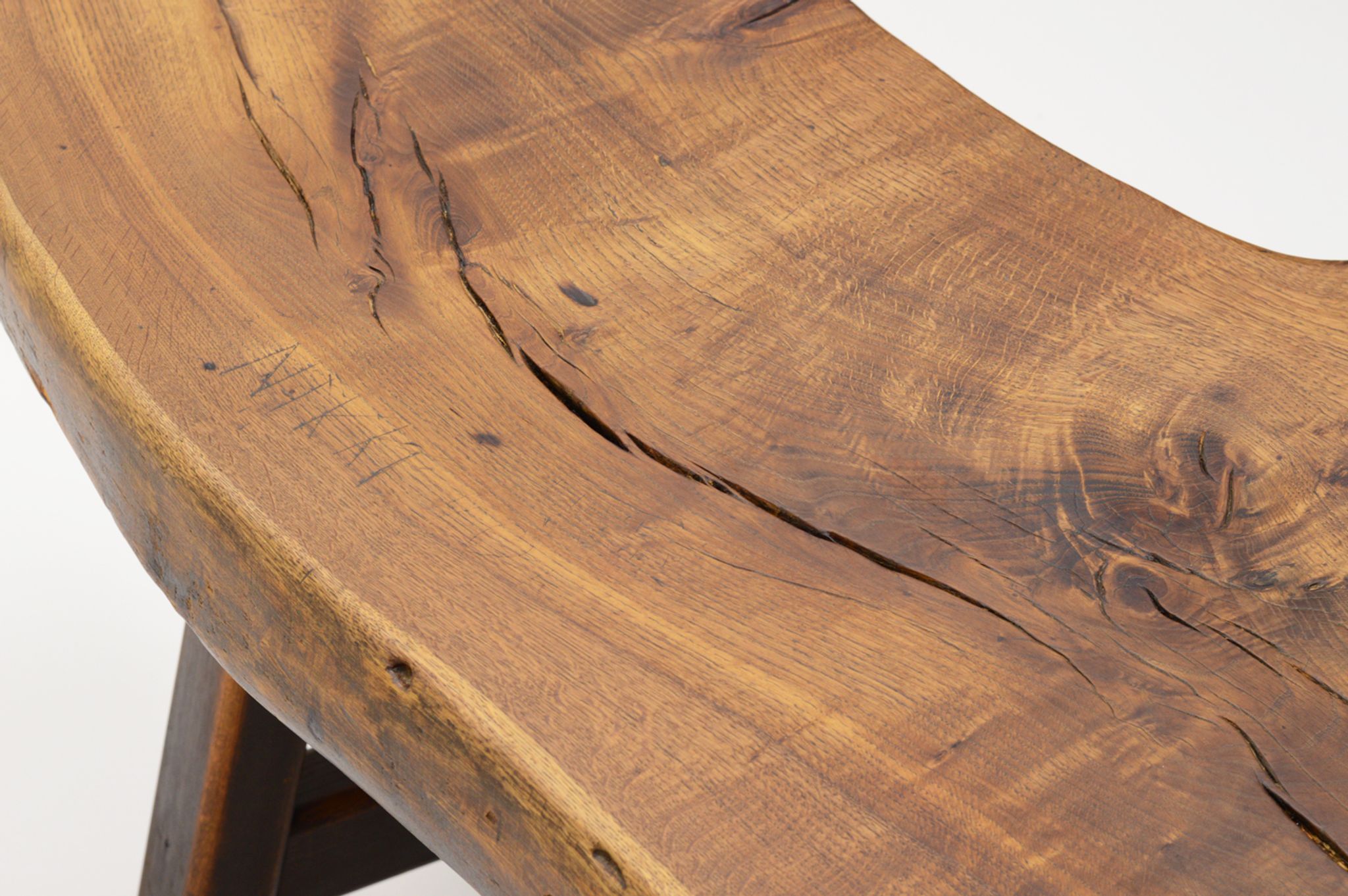 Handmade Oak brutalist table by Mobichalet, Belgium 60s.
