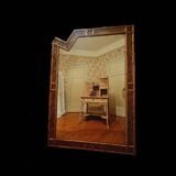 Old large bamboo rattan mirror