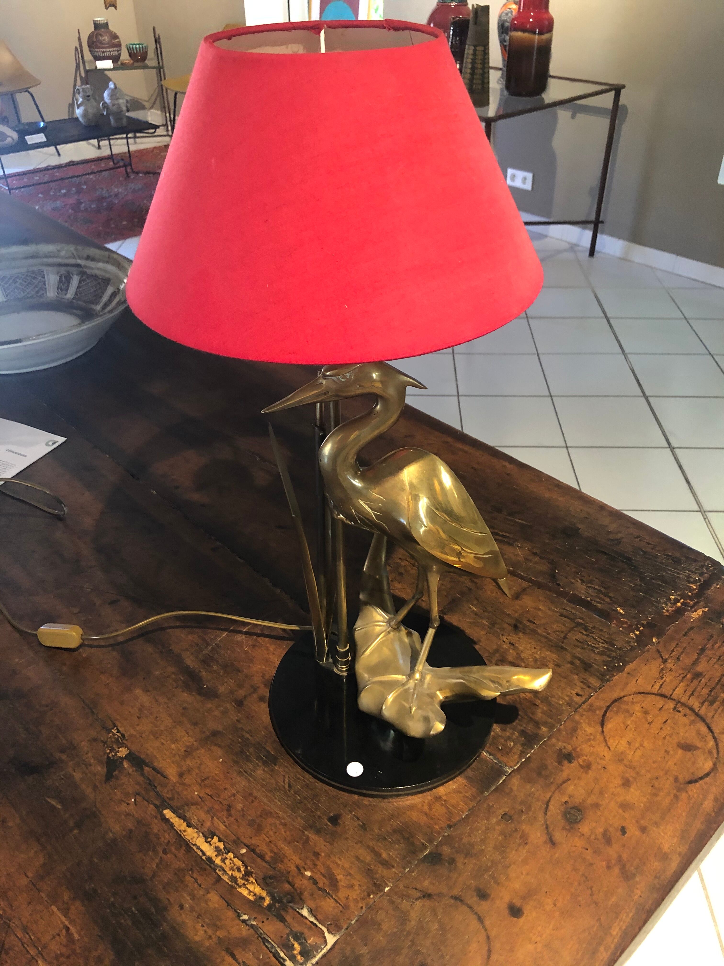 Bronze heron lamp