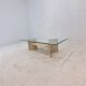 Italian Coffee Table in Travertine and Facet Cut Glass, 1980s
