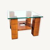 Small vintage wood and glass coffee table