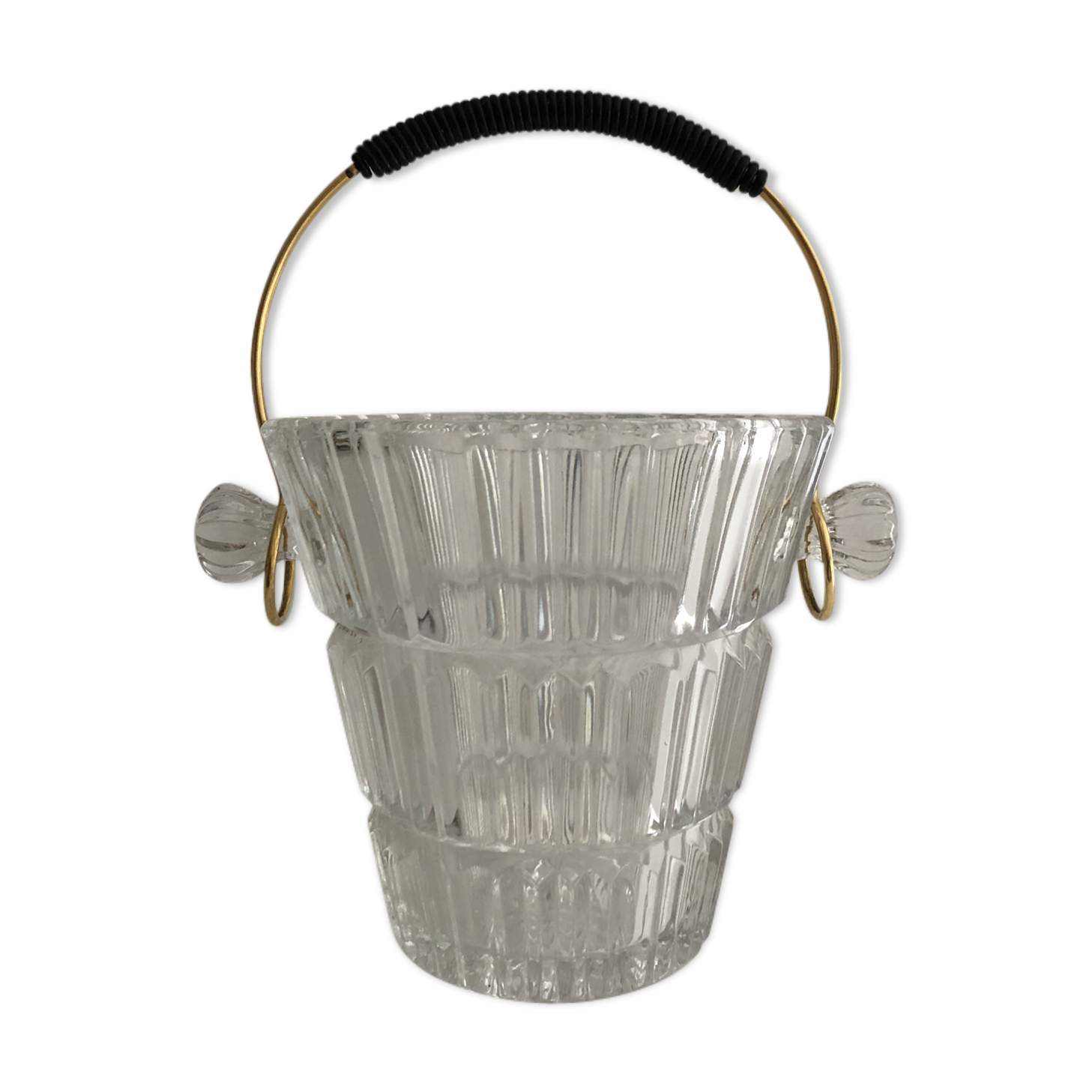 Vintage brass and wire scoubidou ice bucket