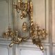 Pair of monumental wall light in golden wood