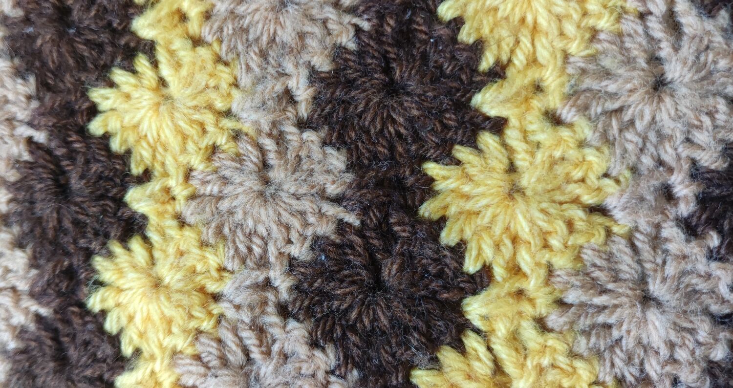 Set of 5 wool crochet cushions 1970s