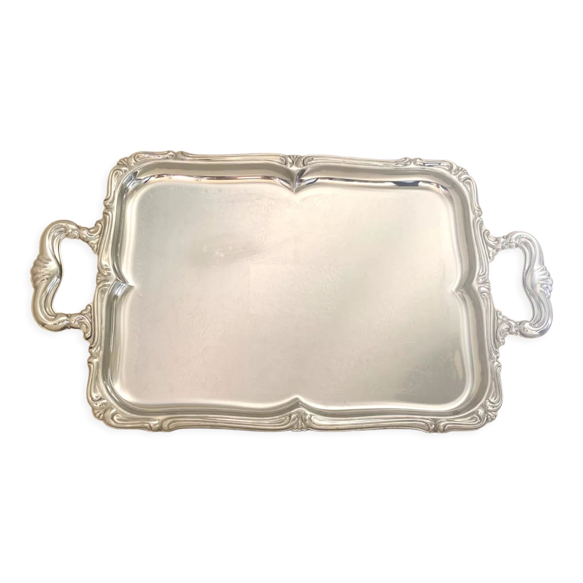 Baroque stainless steel tray Alessi