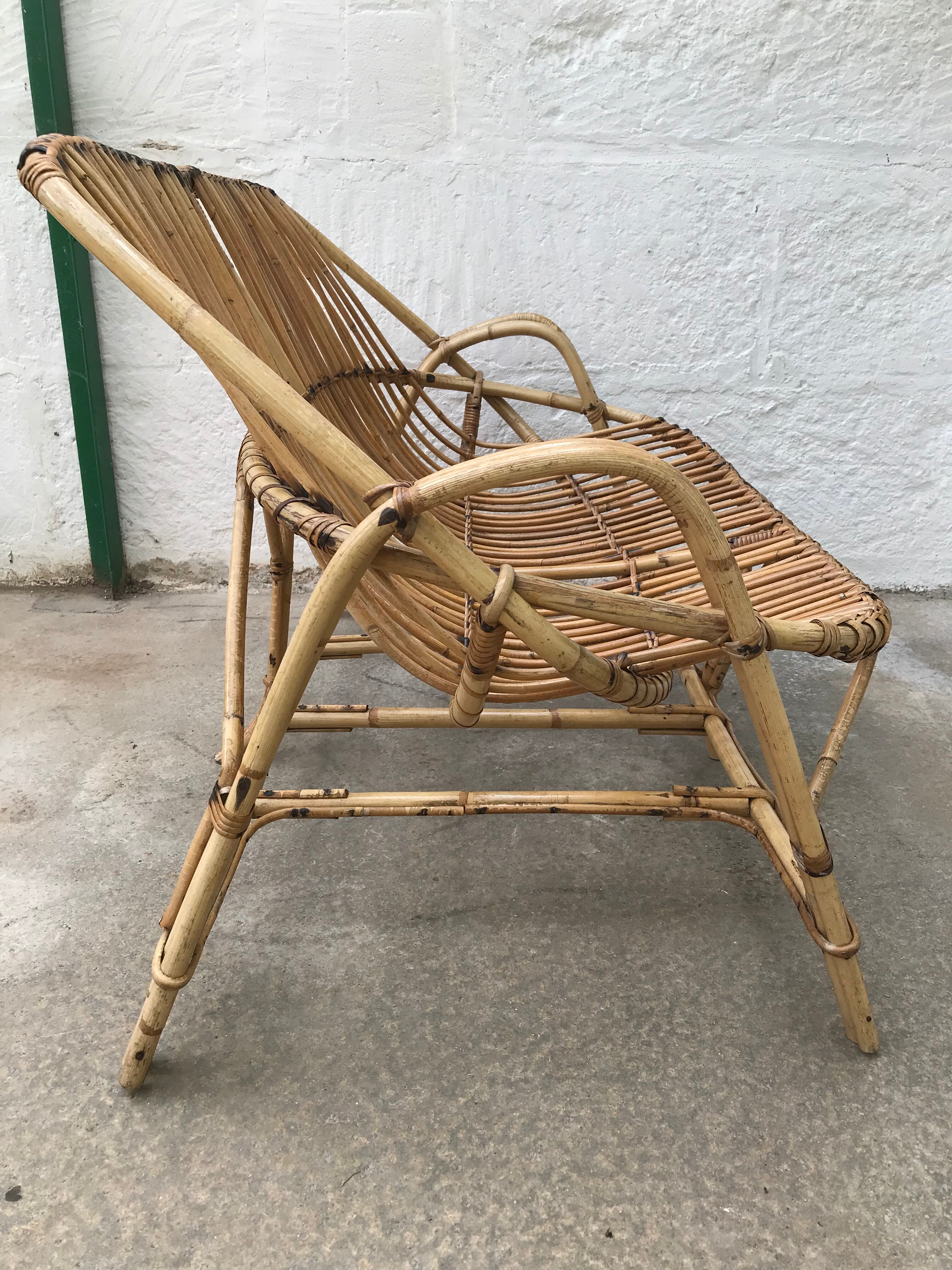 Vintage rattan bench