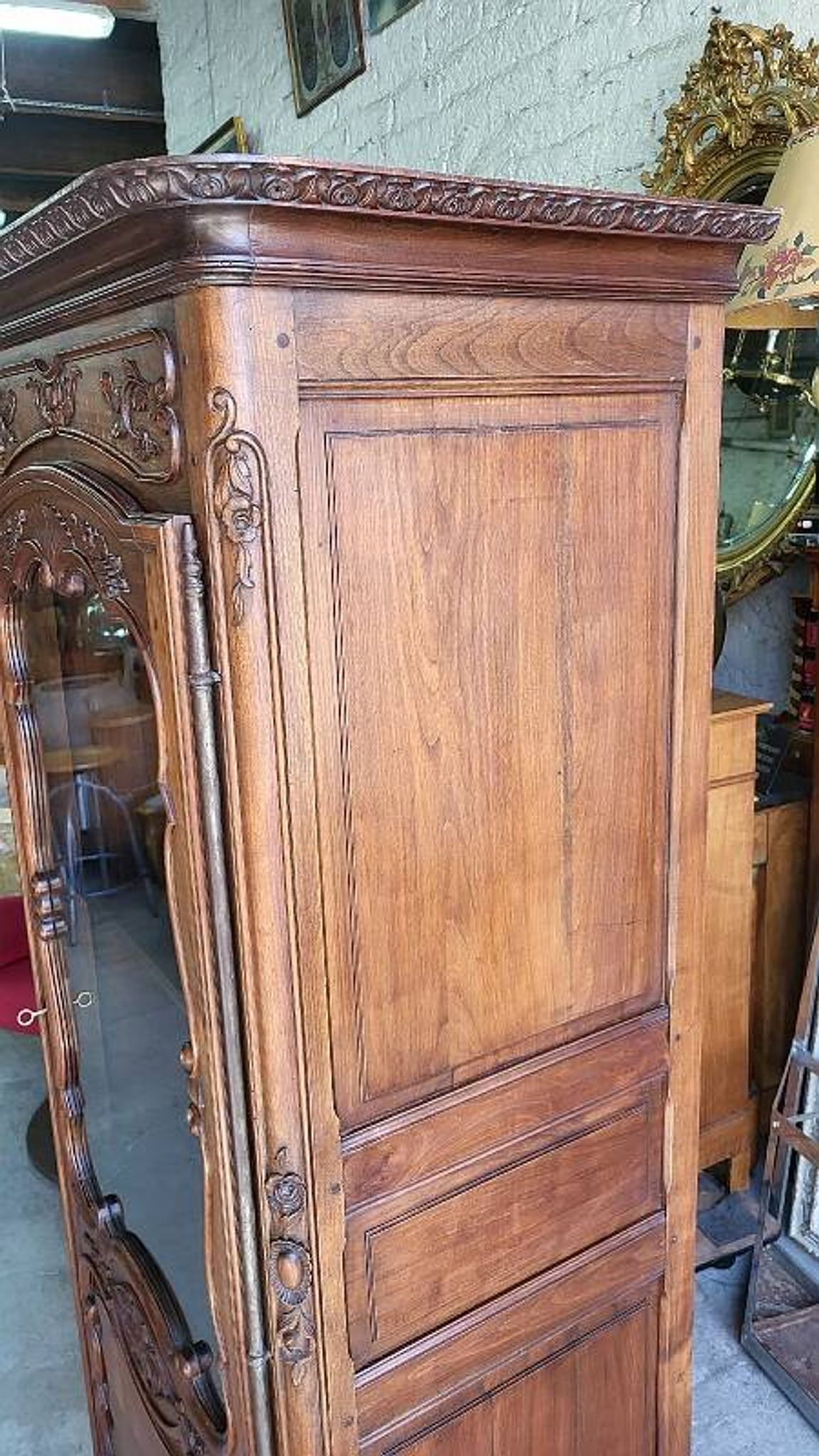 Vitrine style louis xv 1 porte en merisier