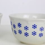 Set of 3 chocolate cups, beige and blue, Boch La Louvière, vintage