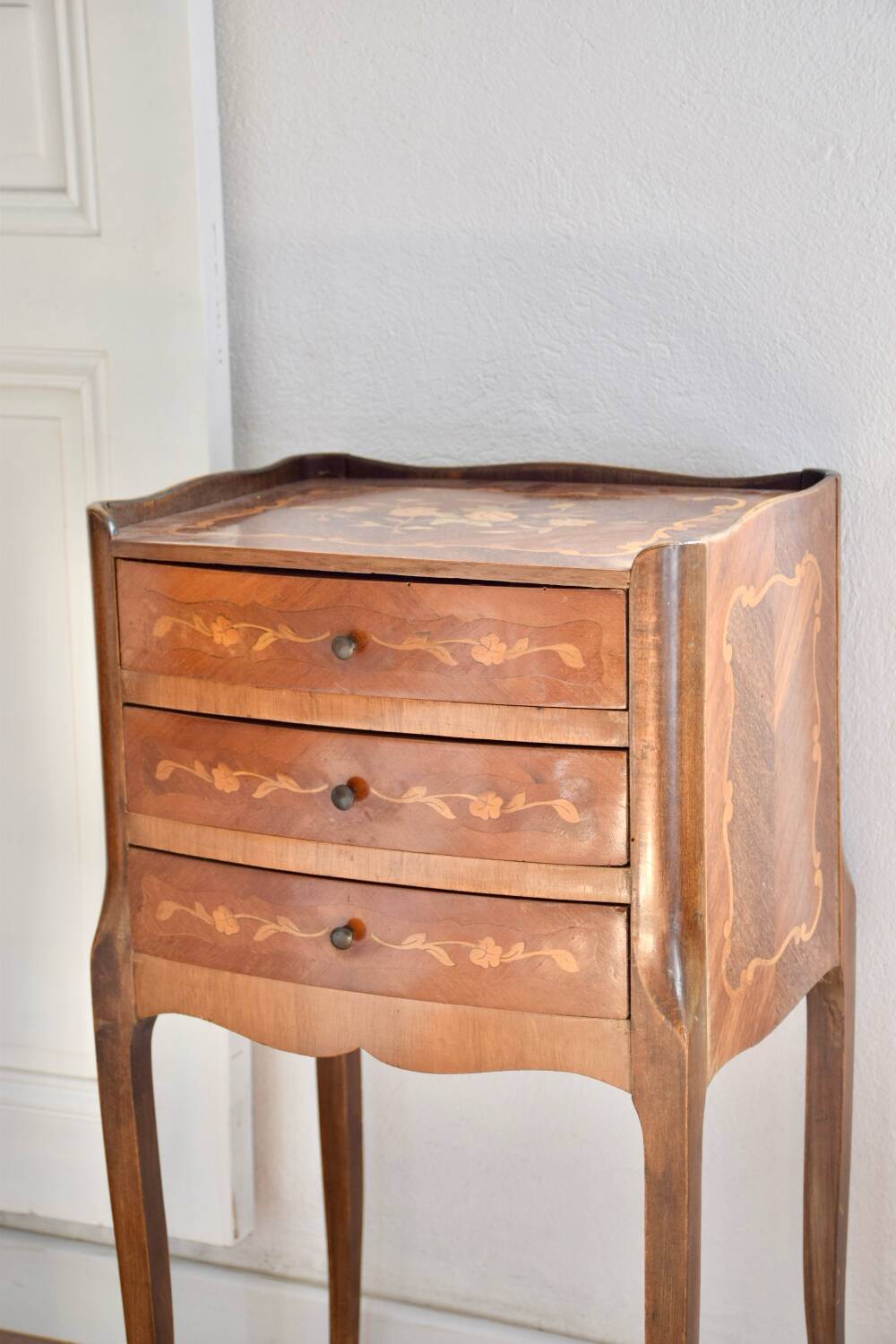 Louis XV bedside table in marquetry