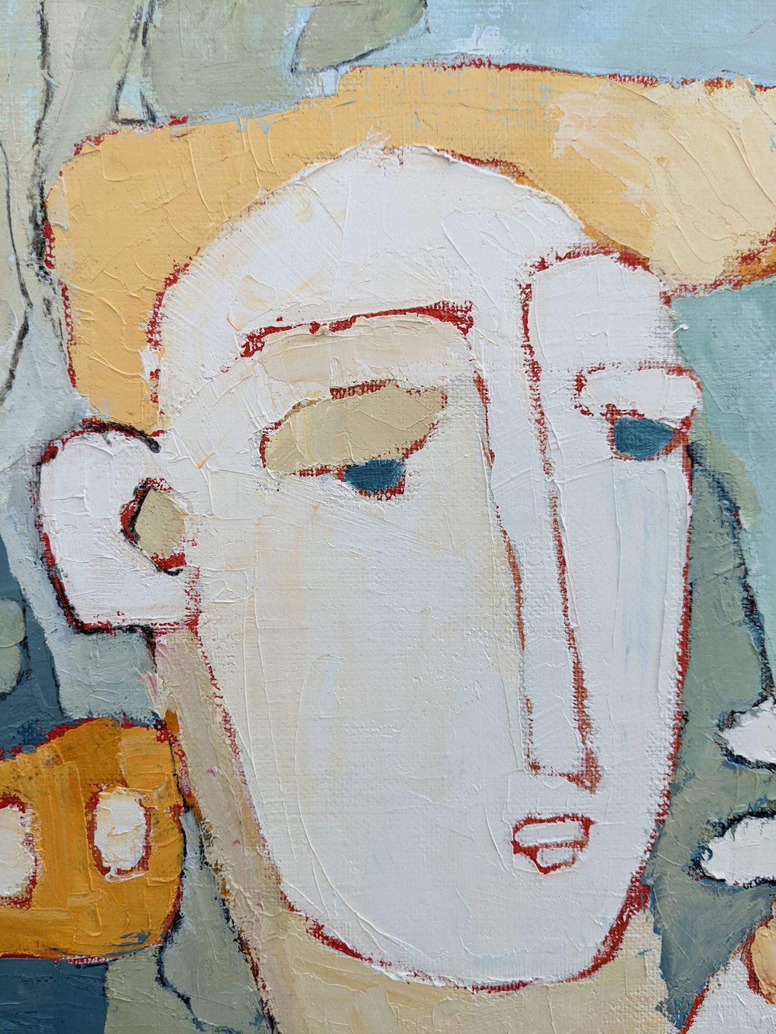 1998 "The Trio" Modernist Style Swedish Expressionist Portrait Oil Painting, Framed