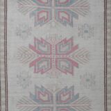 Decorative soft muted color turkish oushak rug, living room rug 5'11'' x 7'3''