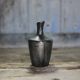 Black glazed terracotta vase, small vase signed Helm in Canet, interior decoration, collection.