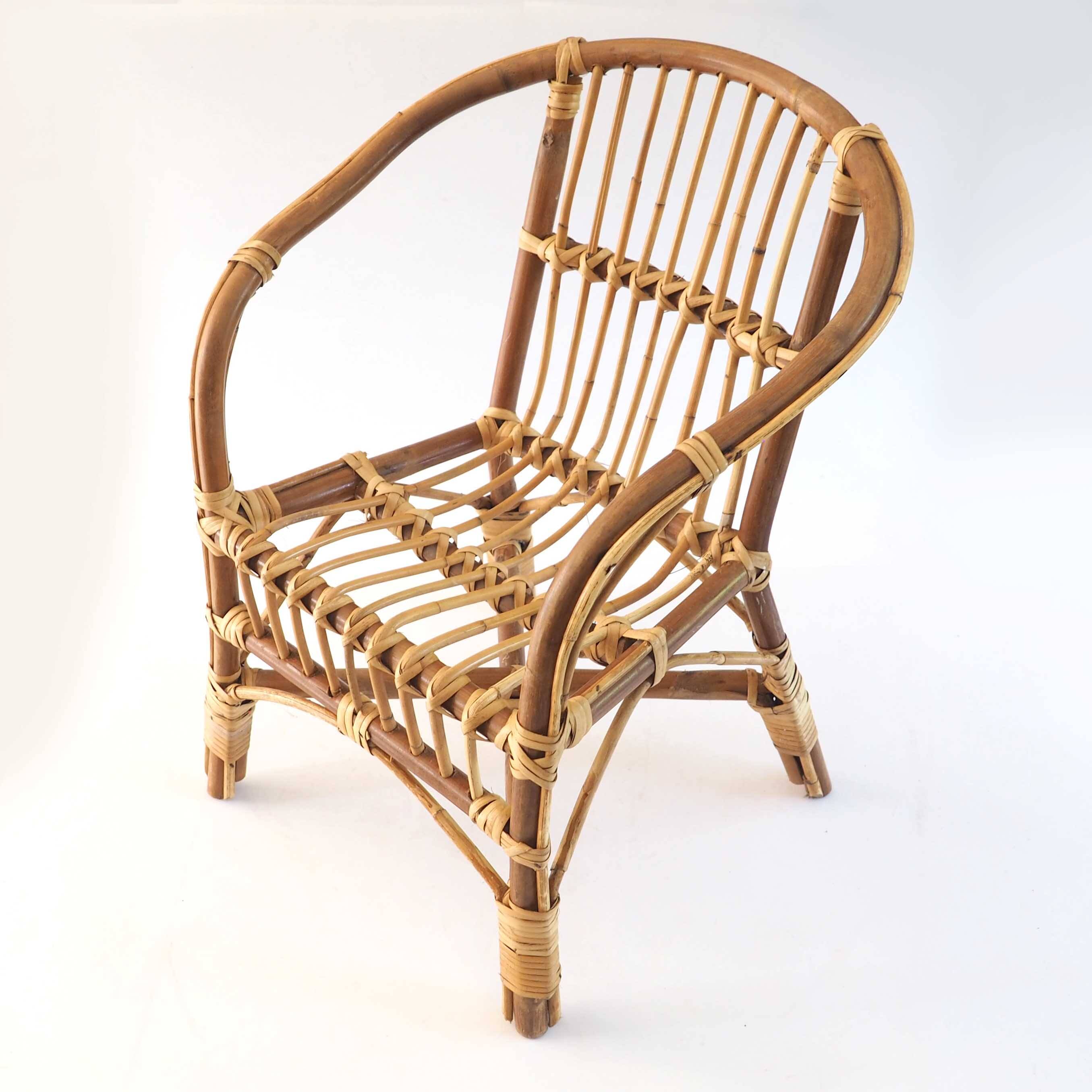 Two-tone rattan children's armchair