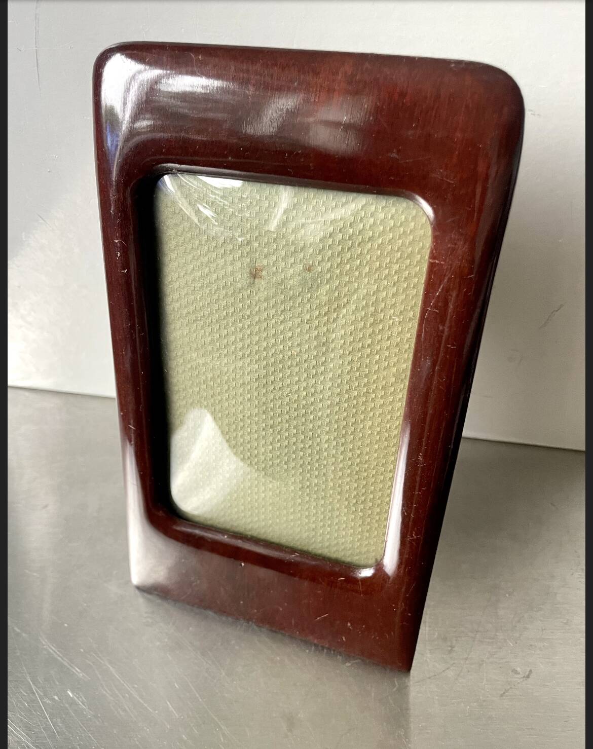 Antique  Art Deco Mahogany Wooden Frame  22.5 cm x 13.5 cm  convex glass