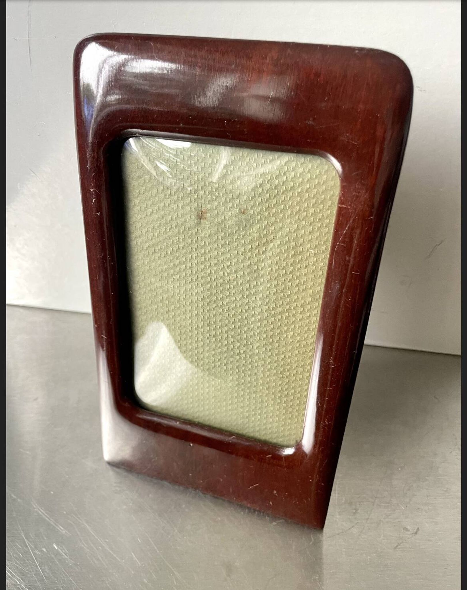 Antique  Art Deco Mahogany Wooden Frame  22.5 cm x 13.5 cm  convex glass
