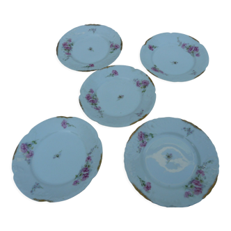 5 dessert plates in porcelain XIXth
