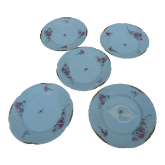 5 assiettes à dessert en porcelaine XIXème